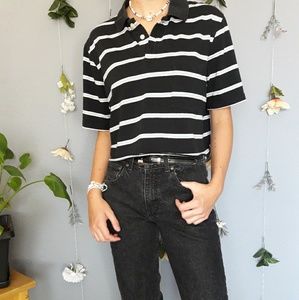 Strpped cropped collared shirt